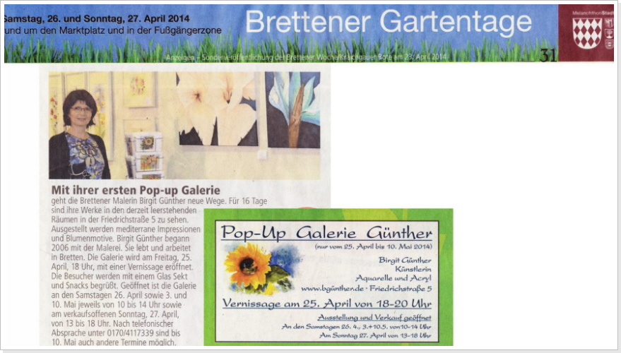 Pop-up Galerie - Brettener Woche - April 2014