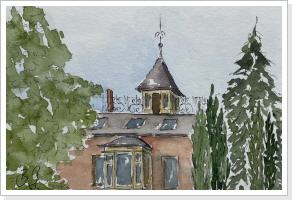 Villa Schmid (colorierte Skizze 24 x 30 cm) - 80€