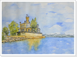 Langenargen - Bodensee (Colorierte Skizze, 60x50 cm)