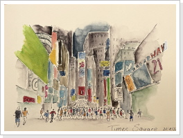 Times Square - Colorierte Skizze